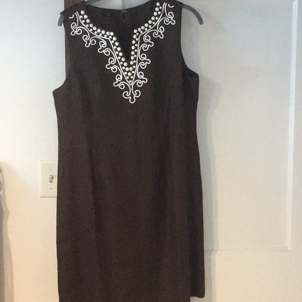 NWT Talbots brown linen dress 14P